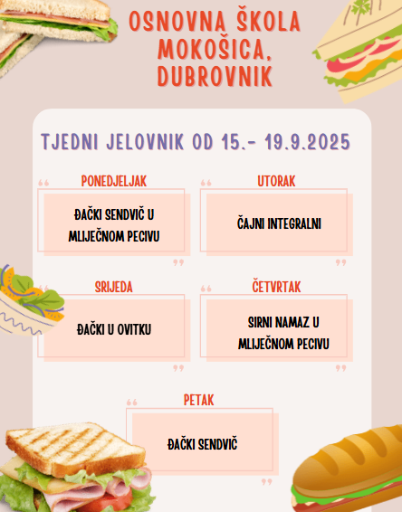 PREHRANA OD 15.9. – 19.9.2025.